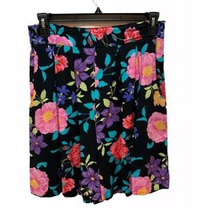 Vintage Super High Waisted Pleated Romantic Cottage Floral Culotte Shorts